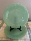 2/ Vintage 1940's Fire King OVEN GLASS Jadeite Jane Ray Ribbed Dinner Plates 9”