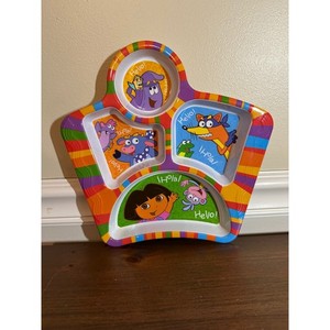 Dora the Explorer Divided Plate Melamine Kids Meal Tray Nickelodeon Swiper Boots