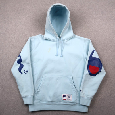 Supreme X Champion Hoodie M Medium Sweatshirt Baby Blue 2018