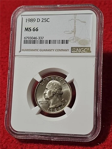 1989-D WASHINGTON QUARTER   NGC MS 66  UNCIRCULATED                     #T1407