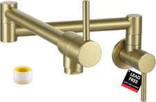 Kitchen Gold Pot Filler Folding Faucet Brass Double Joint Swing Arm Sink Faucet