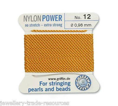 BERNSTEINGELB NYLON POWER SEIDENFADEN 0,98 mm SCHNURPERLEN & PERLEN GRIFFIN 12