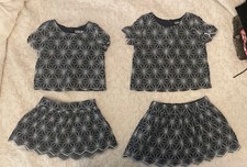 Lot Oshkosh 2-pc Toddler Navy Blue White Embroidered Skirt Set 2T  4T Pictures