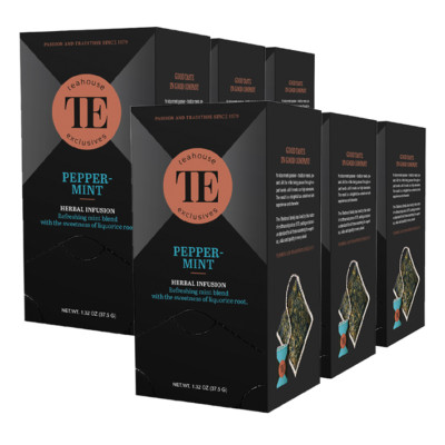 teahouse exclusives TE Peppermint, 15 Luxury Tea Bag 6er Pack
