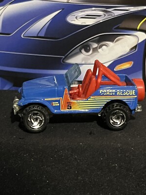 Hot Wheels 1990 Jeep Wrangler Coast Rescue Blue Diecast 4x4 1:64 NM Cond