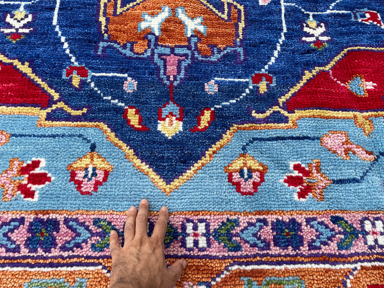 9x12 NEW WOOL RUG HANDMADE BLUE ORIENTAL geometric handwoven HAND