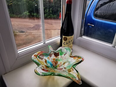  Große Murano AVeM zanfirico millefiori 'tutti frutti' Kunstglas Schale um 1960