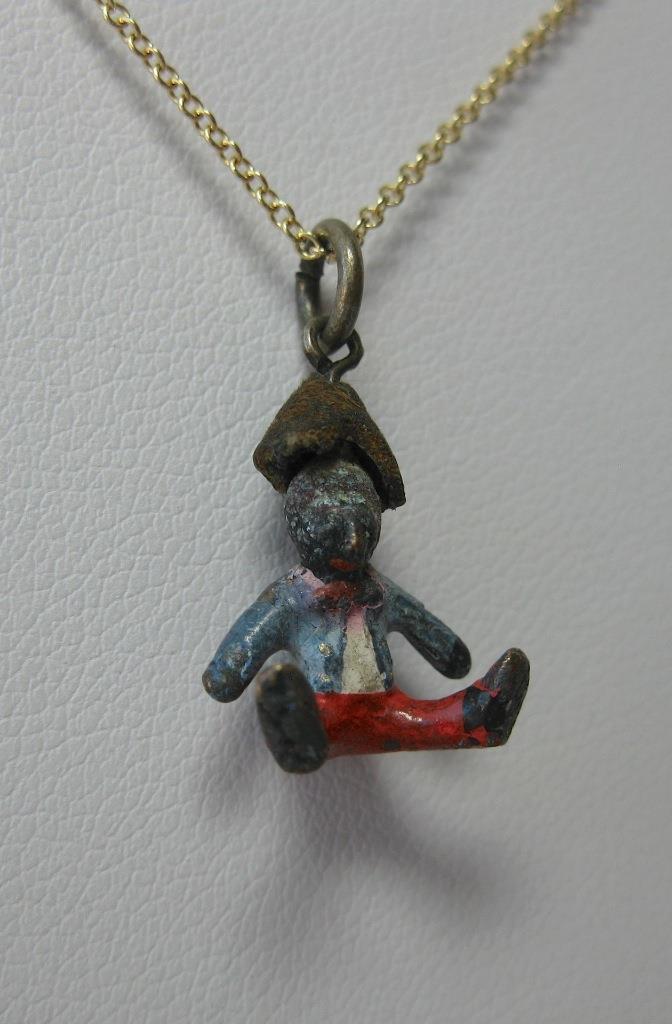 Negro Americana Niño Charm Colgante Collar Vienna Bronce Austria c1910 De Vienne