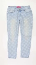 Blind Date Womens Blue Polka Dot Cotton Blend Straight Jeans Size W30 L26