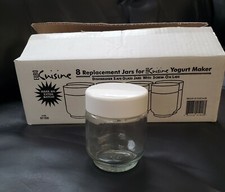 Repuesto Cocina 6oz. Tarros de vidrio taza con tapas blancas - para yogurtera de cocina