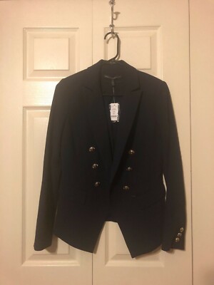 WHITE HOUSE BLACK MARKET Officer Blue Trophy Jacket Size NWT - Main Image
