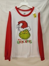 Dr Seuss Pajama Top Mens Size Medium The Grinch Long Sleeve Red White