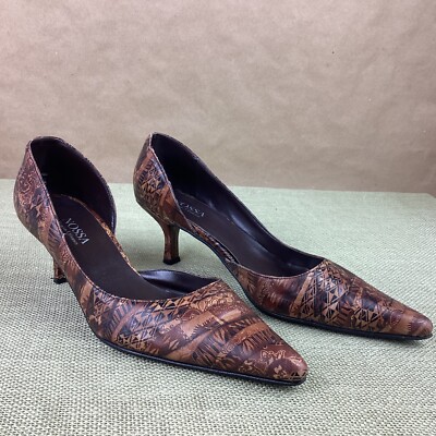 Carlo Conti Kitten Heels Tribal Aztec Boho Shoes Point Toe Pumps US 8 EU39 NOSSA