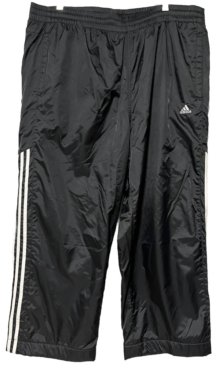 Adidas Track Pants XL Cropped Lined Black Jogging Bottom Retro