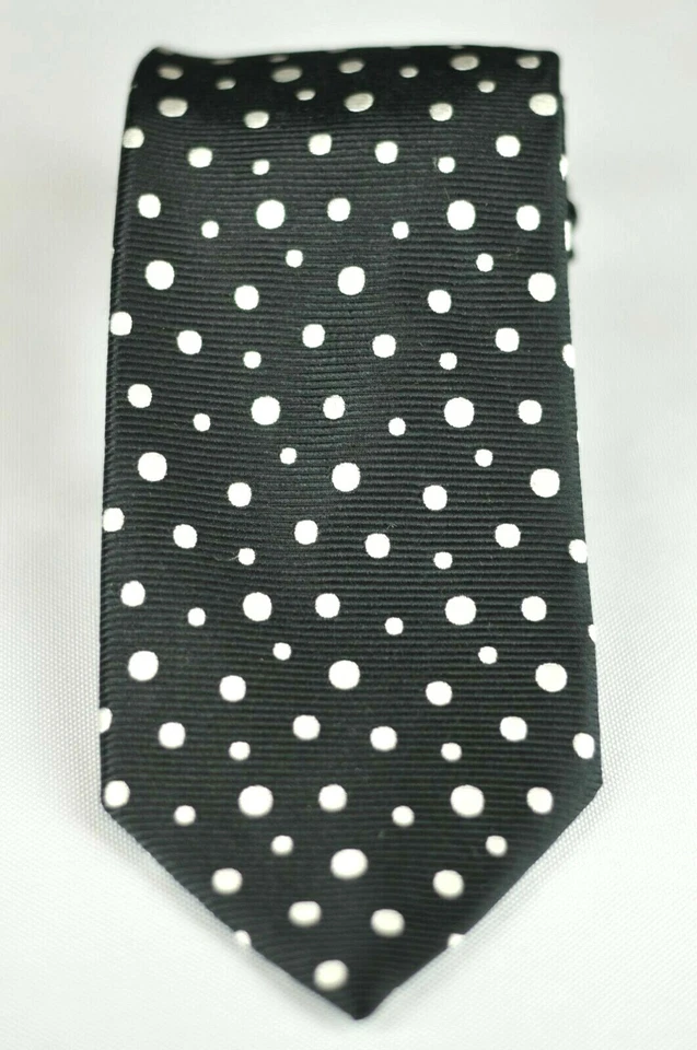 Corbata Lord R Colton Royal Label - Corbata de seda tejida a lunares negros - Nueva Foto 2 de 3