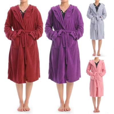 Lightweight Bath Robe Women Men Hooded Belted Dressing Gown Bathrobe  Housecoat UK