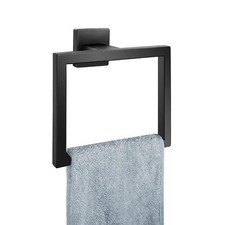 Matte Black Square Towel Ring SUS 304 Stainless Steel Wall Mounted for Bathroom