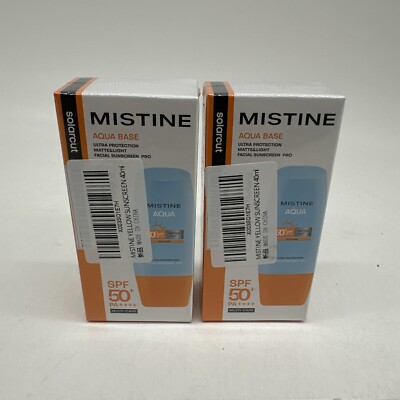 2 Pack MISTINE Aqua Base Ultra Protection Light Facial Sunscreen Pro SPF50 40ml