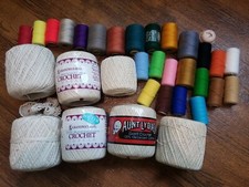 Vintage Lot 30 Crochet,Embroidery,Tatting Cotton Threads Various Sizes  Colors