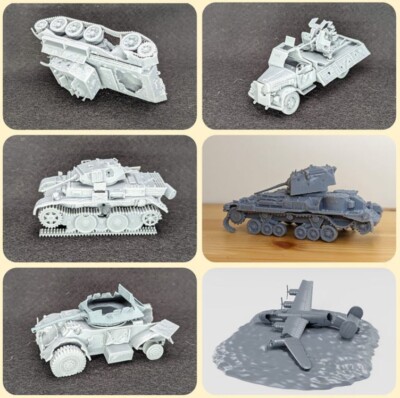Bolt Action - Destroyed Vehicle Set - Full Set Maßstab 1:56 - insgesamt 7