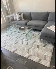 Luxurious Quality Handmade Leather Rug carpet Unique Design for Home Gift 57