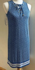 MICHAEL KORS Grecian Blue Sleeveless Lace-up Shift Dress Womens Size XS NWT $100