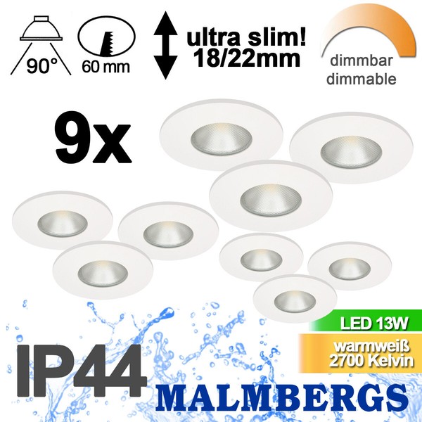 Einbau Spots Leuchten Decke MöBel Led Badezimmer Dimmbar Slim 60Mm IP44 230V Set-image