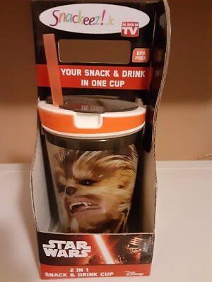 Snackeez 2-in-1 Snack & Drink Cup Straw Disney Star Wars CHEWBACCA