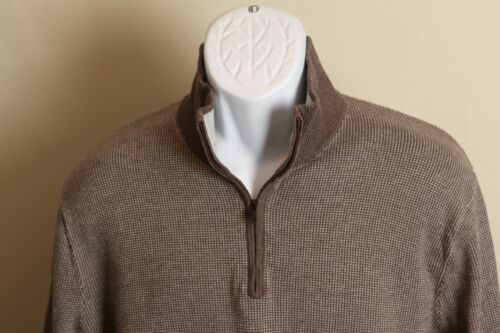 Banana Republic Men's brown & gray Silk / Cashmere 1/2 zip Sweater pullover XL - Foto 1 di 5