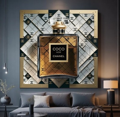 XXXL LEINWAND BILD BIS 140x140x5 COCO-CHANEL-PARFUM ART-DECO WANDBILD LUXUS DEKO