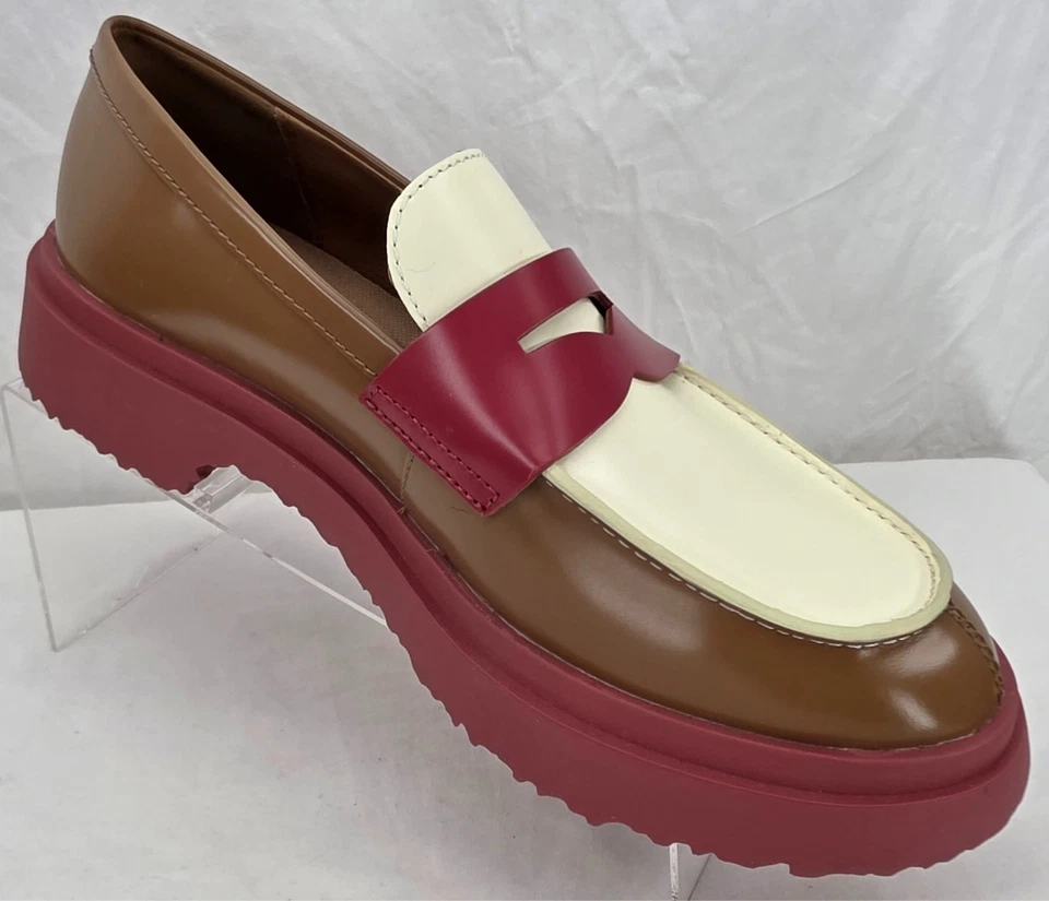 NUEVO Zapatos Mocasines Camper Twins Marrón Rosa Sin Cordones Cuero Euro 39 Para Mujer EE. UU. 8.5 Foto 3 de 4