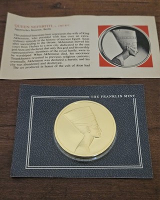 Franklin Mint Queen Nefertiti ~ 24K Gold Electroplated Coin