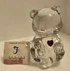 Vintage Clear Glass Fenton Birthday Bear July Ruby Paperweight Figurine