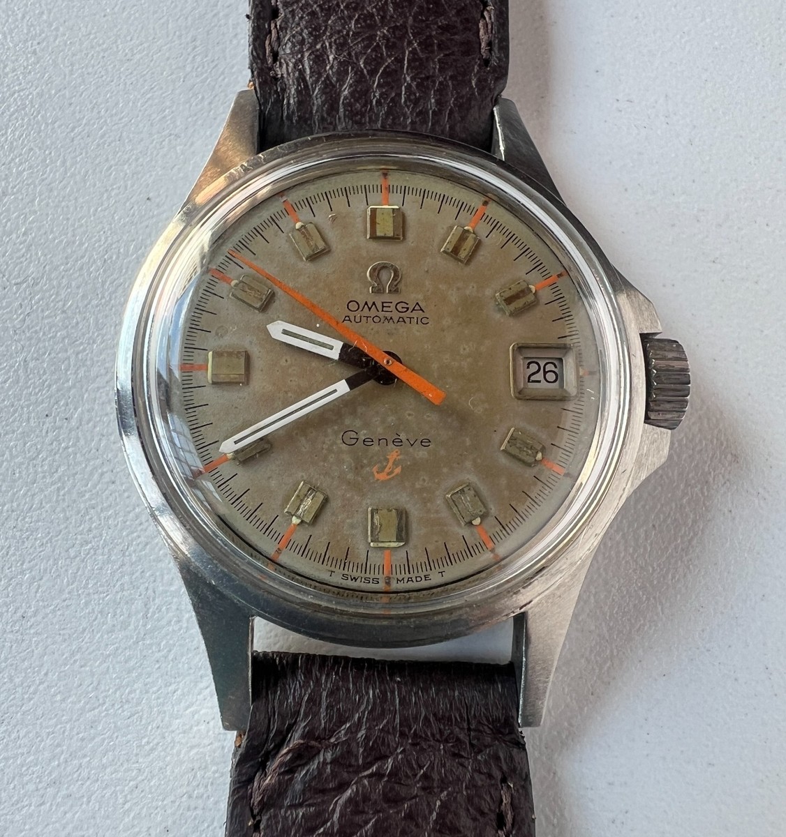 OMEGA Geneve Cal 565 Automatic Watch Vintage Mens Brown Dial 24