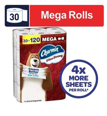Charmin Toilet Paper Ultra Strong, 30 Mega Rolls