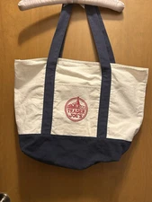 Trader Joes Canvas Embroidered Tote bag medium size Shopping Reusable