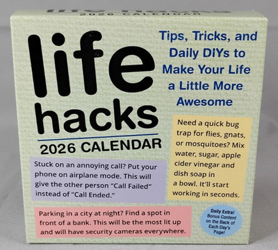 Life Hacks 2026 Desk-Top Calendar by Keith Bradford Shelf Wear NEW & FREE SHIP!