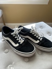 Vans Off The Wall Ward Lo Suede Womens 6 Kids 4.5 Old Skool Shoes Black Lace Up