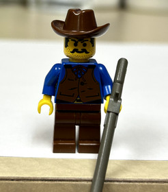 LEGO Cowboy vest blue shirt Western minifigure 6765 Gold City Junction