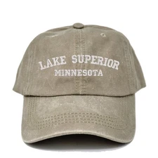 Lake Superior Minnesota embroidered cotton cap, state souvenir hat, vacation cap