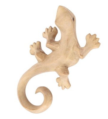 Kleine Deko Figur, Holzfigur, Tierfigur Gecko - Modell 4 - 2*13*7 cm
