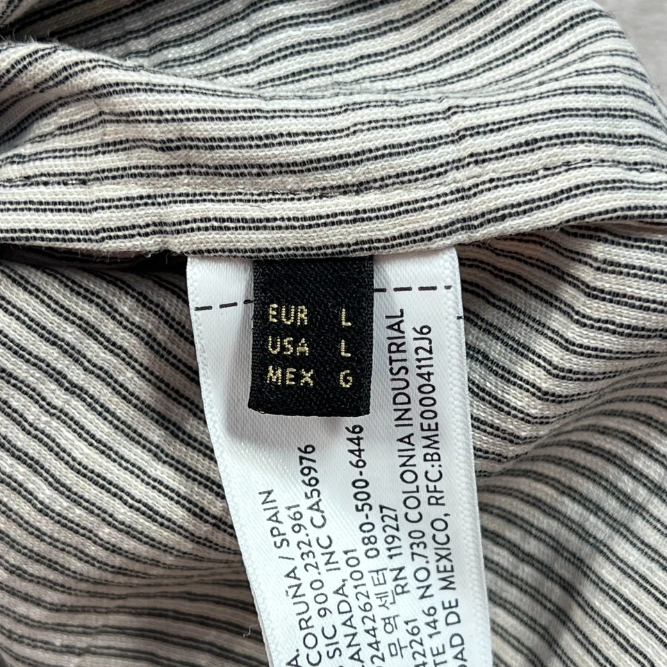 Massimo Dutti Wrap Skirt Womens Large Gray Beige Striped Linen Blend Woven - Image 4 of 4