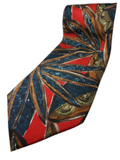 Christian Dior Vintage made in USA 100% Silk Tie Red Brown Green Floral NEW