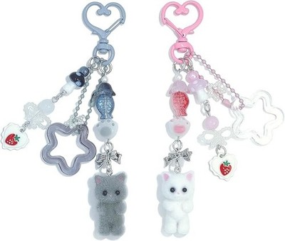 Llavero Gato Rosado Lindo Estetica Y2K Accesorios De Llaves Estilo Suave