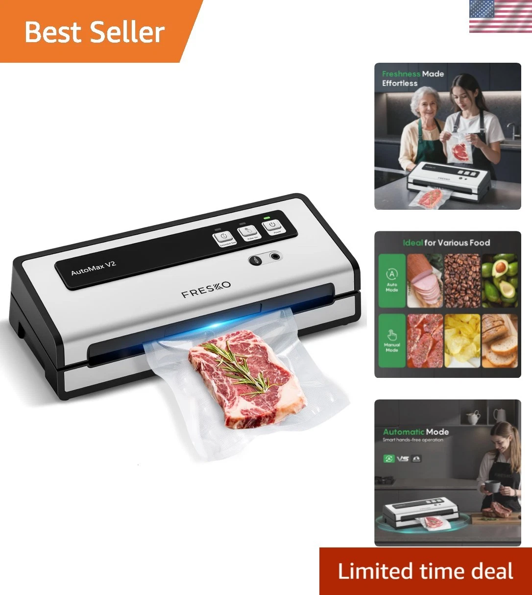 Vacuum Sealer Machine with Automatic Bag Detection, 0.2-inch widened heating ...
Opens in a new wind