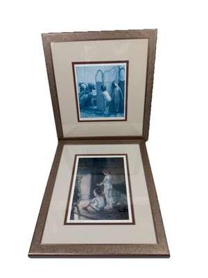 Vtg Lot Of 2 Framed Art Print  Before The Bath  &   After The Bath By Paul Peel