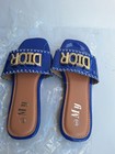My Blue Synthetic Slide Sandals Logo Beaded Accent Women Slip On Size 6 — photo 3