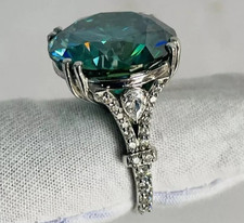 5.00 Ct Certified RounNatural Bluish Green Diamond Ring VVS1 White Gold Finish