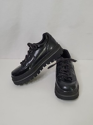 Skechers Jammers Shoes Women 7.5 Black Patent Leather Chunky 167073 Y2K