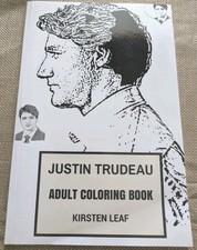 justin trudeau adult coloring book Kirsten Leaf Printed USA VG+ 36pp Canada 